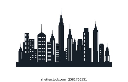 Silhouette of Cityscape Skyscrapers Buildings Landscape Wallpaper in Modern City Town