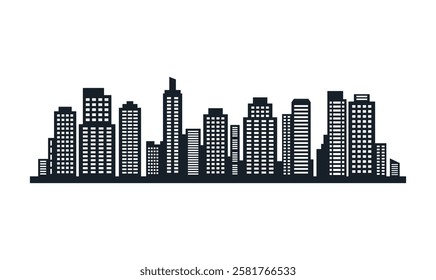 Silhouette of Cityscape Skyscrapers Buildings Landscape Wallpaper in Modern City Town