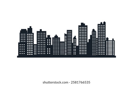 Silhouette of Cityscape Skyscrapers Buildings Landscape Wallpaper in Modern City Town