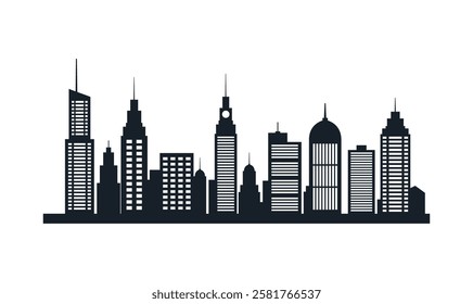 Silhouette of Cityscape Skyscrapers Buildings Landscape Wallpaper in Modern City Town