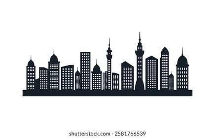 Silhouette of Cityscape Skyscrapers Buildings Landscape Wallpaper in Modern City Town