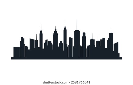 Silhouette of Cityscape Skyscrapers Buildings Landscape Wallpaper in Modern City Town