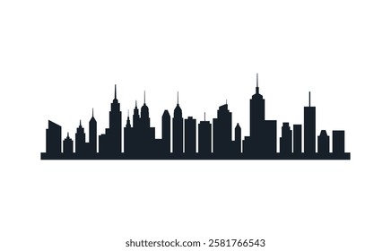 Silhouette of Cityscape Skyscrapers Buildings Landscape Wallpaper in Modern City Town