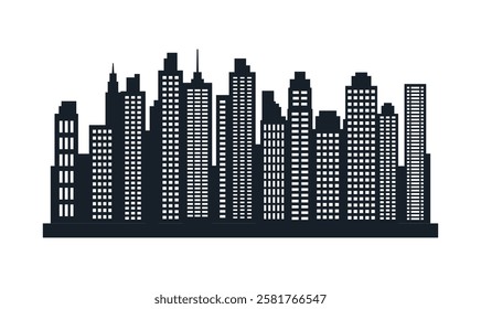 Silhouette of Cityscape Skyscrapers Buildings Landscape Wallpaper in Modern City Town