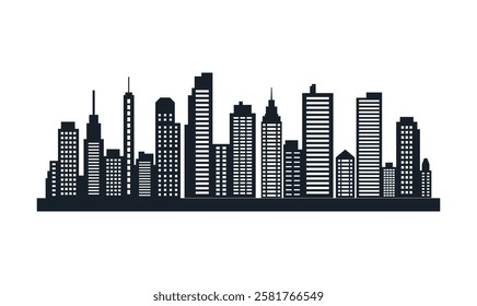 Silhouette of Cityscape Skyscrapers Buildings Landscape Wallpaper in Modern City Town