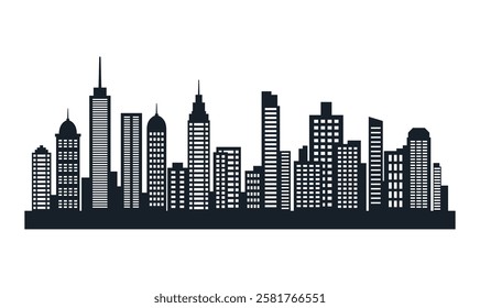 Silhouette of Cityscape Skyscrapers Buildings Landscape Wallpaper in Modern City Town