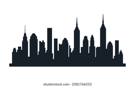 Silhouette of Cityscape Skyscrapers Buildings Landscape Wallpaper in Modern City Town