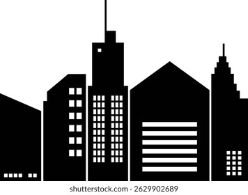 Silhueta da paisagem urbana. Ilustração de vetor isolada no plano de fundo branco