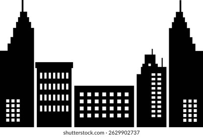 Silhouette of Cityscape. Vector Illustration Isolated on White Background