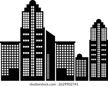Silueta de paisaje urbano. Ilustración vectorial aislada sobre fondo blanco