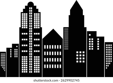 Silueta de paisaje urbano. Ilustración vectorial aislada sobre fondo blanco