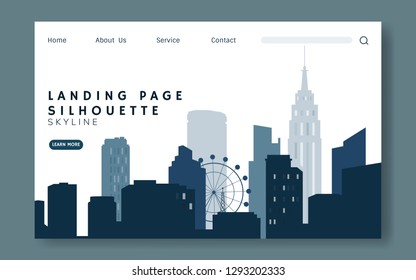 Silhouette cityscape website template vector