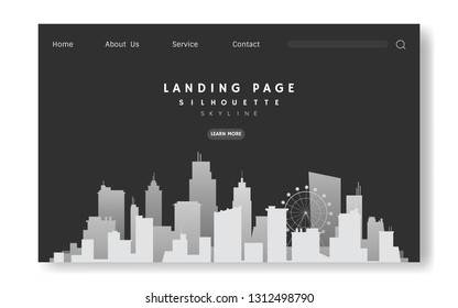 Vector de plantilla de sitio web de Silhouette City