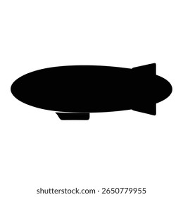 Silhouette of a Classic Airship Floating Serenely Against a White Background
