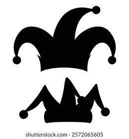 Silhouette of a Classic Court Jester or Joker Hat