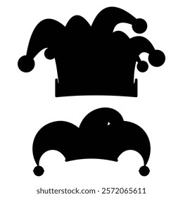 Silhouette of a Classic Court Jester or Joker Hat