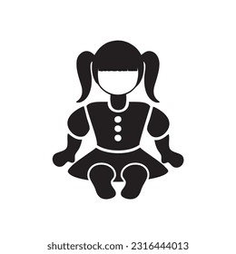 Silhouette of a classic doll with hair tied up in ponytails