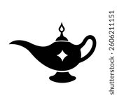 Silhouette of a Classic Magic Genie Lamp.