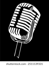 silhouette of a classic microphone. Vector icon vintage line and design.
