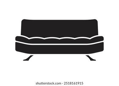 Silhouette of a classic sofa with simple cushions and curved legs in a minimalistic style.