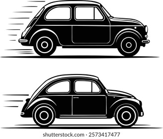 silhouette classic vintage car vector illustration