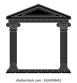 Silhouette of classical antique arch, colonnade with fronton.