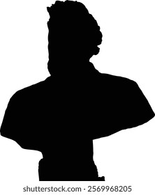 Silhouette of a classical bust, profile view. Elegant and timeless artwork, perfect for design projects.