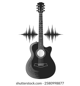 Silhouette Classical guitar or Electric guitar, Iconic Guitar Silhouette Vector for Classic and Contemporary Music