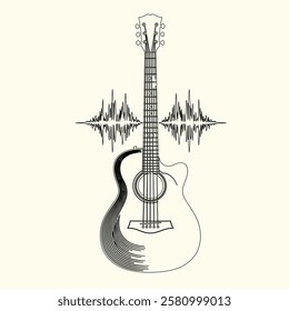 Silhouette Classical guitar or Electric guitar, Iconic Guitar Silhouette Vector for Classic and Contemporary Music