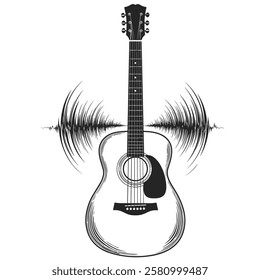 Silhouette Classical guitar or Electric guitar, Iconic Guitar Silhouette Vector for Classic and Contemporary Music