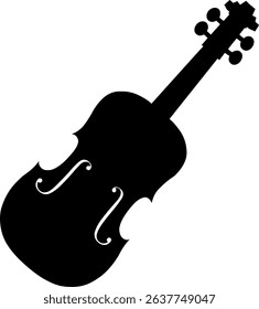 Silhouette of a Classical Violin with Bow Details. 