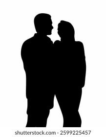 Silhouette of Classy Couple in Love Digital Illustration