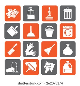 Silhouette Cleaning and hygiene icons - vector icon set