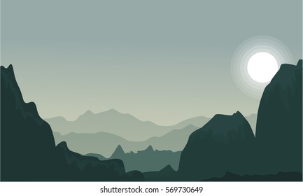 Silhouette of cliff and desert landscape vector illustration