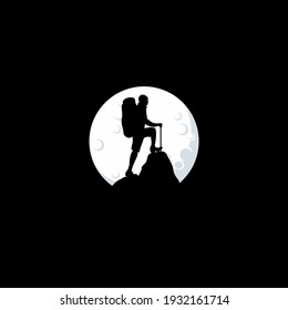Silhouette of a climber, hiking logo vector