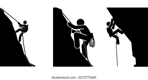 Silhouette of a climber on a cliff. Vector illustration