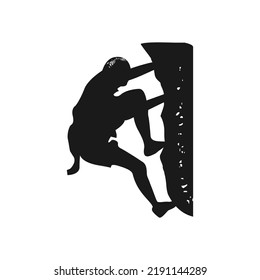 silhouette of climbing person vector stock illustration