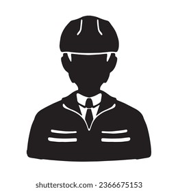 Silhouette Clip art of man in work clothes and helmet - black	