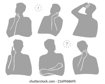 Silhouette Clipart Set Of Man In Question