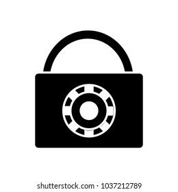 silhouette close padlock object with password protection