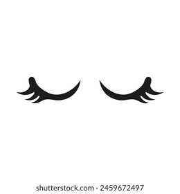 Silhouette of closed eyes with eyelashes. Vector icon.