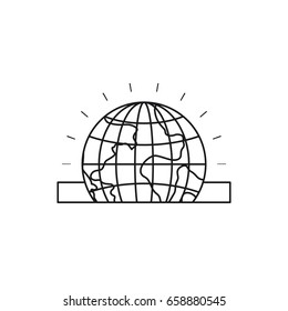 silhouette closeup flat globe earth world depositing in rectangular slot vector illustration