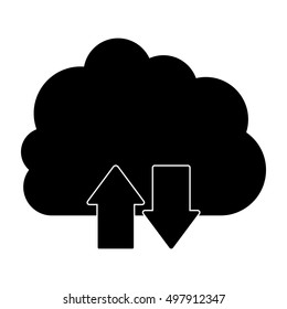 silhouette cloud with arrows in opposite direction