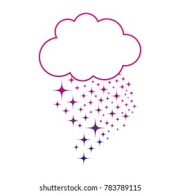 silhouette cloud with bright stars design in the sky