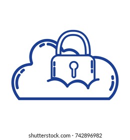 silhouette cloud data with padlock to sercurity information