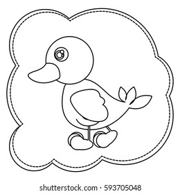 silhouette cloud frame with duck side view animal icon vector illustration