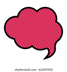 silhouette cloud speech in magenta background with diagonal lines vector illustration