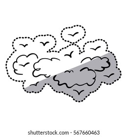 silhouette clouds with contour birds