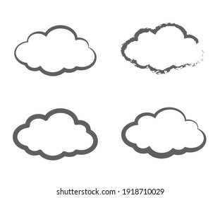 Silueta de nubes sobre un fondo blanco. Colección. Ilustración vectorial.