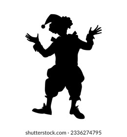 silhouette of a clown dancing. black icon of a clown. vector illustration of a clown isolated on white background.